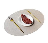 Set tovagliette metalliche in PU - Resistente al calore e impermeabili fino a 100 °C, antiscivolo, forme rotonde/ovali/a goccia, decorazione for tavolo da pranzo europeo 1/4/6/10P(C Platinum,1 Pcs)
