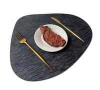 Set tovagliette metalliche in PU - Resistente al calore e impermeabili fino a 100 °C, antiscivolo, forme rotonde/ovali/a goccia, decorazione for tavolo da pranzo europeo 1/4/6/10P(A Black Gold,6 Pcs)