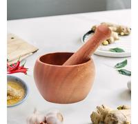 Set tradizionale con pestello e mortaio, schiaccia aglio per spezie per