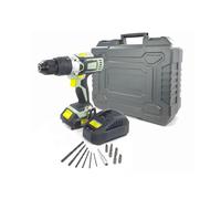 Set Trapano a Percussione con 13 Accessori inclusi e 2 Velocità - Batteria 2Ah, Mirino LED, 20V, Ideale per Fai Da Te e Lavori Professionali