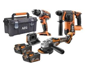 SET TRAPANO A PERCUSSIONE TASSELLATORE SDS-PLUS SMERIGLIATRICE A BATTERIA AEG