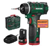 Set Trapano Avvitatore PARKSIDE PBSA 12 E4 + 2 x Batteria + Caricabatterie + Acc