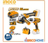 Set Trapano + Smerigliatrice 20v con 2 batterie + carica Bat. + Dischi + Borsa