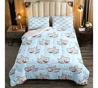 Set Trapunta con squalo e piumino set Trapunta per bambini e ragazze sottomarino Kawaii creatura Sealife Down Comforter set taglia 135x200cm