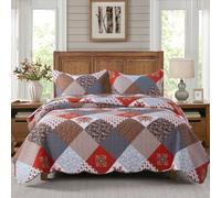 Set trapunta HoneiLife King Size - Copriletto in microfibra reversibile da 3 pezzi, copriletto patchwork leggero, copriletto floreale, trapunte p