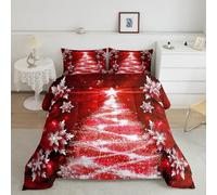 Set Trapunta per albero di Natale per bambini bambini ragazzi ragazze lusso chic natale glitter fiocco di neve stella piumone in microfibra rosso piumone per letto 135x200cm