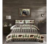 Set trapunta Queen Size rustico Lodge plaid trapunta copriletto copriletto country cabina marrone orso biancheria da letto leggero reversibile trapunta casa copriletto copriletto con 2 federe