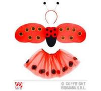 W WIDMANN MILANO Party Fashion - Set di costumi da coccinella per bambini, tutù, ali, cerchietto con antenne, animale, festa a tema, carnevale