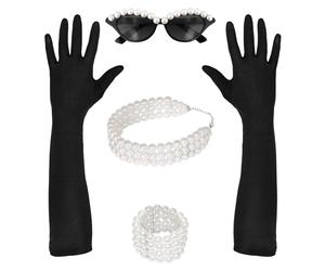 SET TRAVESTIMENTO COLAZIONE DA TIFFANY 4 PZ. OCCHIALI GUANTI GIROCOLLO BRACCIALE