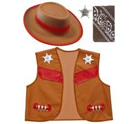 Set travestimento da cowboy con gilet, cappello,bandana e stella sceriffo, Misur