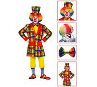 SET TRAVESTIMENTO PAGLIACCIO CILINDRO PARRUCCA NASO FARFALLINO CAPPOTTO (L)