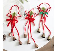 Set Tre Campanelle Natalizie Rosse con Fiocco e Stella per Decorazione Natalizia