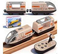 Set Treno Elettrico per Bambini, Locomotiva ad Azione a Batteria, Telecomandato Auto Giocattolo da Pista, Compatibile con Brio Thomas Railway, Set Treno Scatola Regalo per Doni Natalizi (Marrone)
