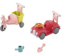 Set triciclo e auto Sylvanian Families mobili in miniatura Calico Critters Gi...