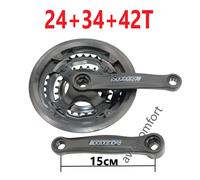 Set tripla pedivella bici bambini 24/34/42T 155 mm conica quadrata | MODE nero