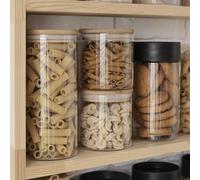Set Tris 3 Barattoli 650 ml tot 2L Vetro Contenitori per la Conservazione degli Alimenti con Coperchio per Alimenti Pasta caffè Zucchero Cereali
