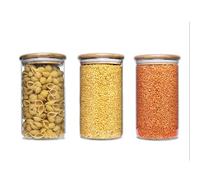 Set Tris 3 Barattoli 850 ml - 2,4L Vetro Contenitori per la Conservazione degli Alimenti con Coperchio per Alimenti Pasta caffè Zucchero Cereali