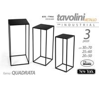 SET TRIS 3 TAVOLINI TAVOLO METALLO SALOTTO GIARDINO MODERNO CLASSICO h70-60-50cm