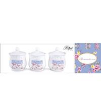 Set Tris Barattoli da Cucina Sale Zucchero Caffè in Ceramica Romantic Rose