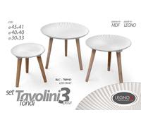 SET TRIS TAVOLINI TAVOLO PIEDI LEGNO SALOTTO GIARDINO MODERNO CLASSICO Ø45/40/30