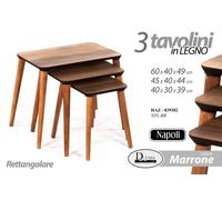 SET 3 TAVOLI TAVOLINI IN LEGNO RETTANGOLARI ARREDO GIARDINO SALOTTO HAZ-839382