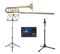 Set Trombone Strumento a Fiato Ottone Tenore Sib Supporto Leggio Borsa Metronomo