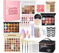 Set Trucchi Donna, Kit Make Up Completo, Tutto in Uno Trousse Trucchi con Palette Ombretto Paletta Correttivi Contouring Fondotinta Mascara Gloss Labbra Liner Occhi Matite Ssopracciglia Borsa Trucco