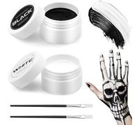 Set trucco Halloween bianco e nero, 100 g di trucco Halloween a base d'acqua + 2 pennelli, set trucco Halloweeni per adulti e bambini, truccos teatrale da vampiro, truccos viso da zombie, carnevale