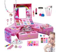 Set trucco per bambini,Trucco per bambini | Giocattoli per il trucco da gioco per ,Kit cosmetici Princess di design con scatola portaoggetti di grandi dimensioni, giochi di finzione per