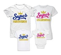 Set Tshirt Famiglia - Body - con Nomi Personalizzabili - Super Famiglia - Supereroi - papà Mamma Bebè - Padre Madre Bimbi - Bambini - Figli - Maschietto - Femminuccia - NeoGenitori