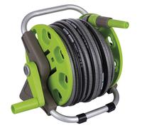 Set Tubo da Giardino con Avvolgitubo 20 m Lancia a Spruzzo Regolabile in PVC PP e Alluminio Verde e Grigio