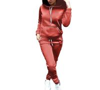 Set tuta da jogging donna Completi Sportivi Leggero 2 Pezzi Fitness Tracksuit Ginnastica Autunno Inverno Curvy Felpa con Cappuccio e Pantaloni Workout Outfit Completo Sportivo