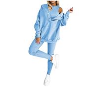 Set tuta da jogging donna Completi Sportivi Leggero 2 Pezzi Fitness Tracksuit Ginnastica Autunno Inverno Curvy Felpa Oversize Pantalone a Gamba Larga Tutta Casa Taglie Forti Tute Casual Leggera