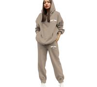 Set tuta da jogging donna Sportiva 2 Pezzi Cotone Elegante Fitness con Cappuccio Pullover Felpa Senza E Pantaloni Casa Curvy Tempo Libero Yoga Sportswear