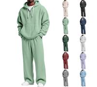 Set tuta da uomo casual 2 pezzi felpa con cappuccio a maniche lunghe e cintura elastica set pantaloni della tuta con cappuccio tessuto a nido d'ape set da jogging tinta unita minimalista casual abiti