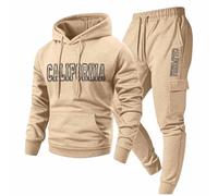 Set tuta da uomo con cappuccio e tuta da jogging con stampa californiana e | Set coordinato a due pezzi con un pullover con cappuccio, pantaloni da jogging abbinati e audaci scritte California sul petto
