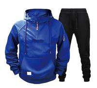 Set tuta da uomo con cappuccio e zip a un quarto, tuta casual a maniche lunghe, pullover con cappuccio e pantaloni da jogging, per sport, palestra, uso quotidiano, comfort per tutti i giorni, per