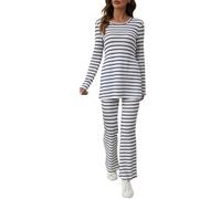 Set Tuta Donna In Maglia Calda a Righe Maniche Lunghe Completo Maglia Tuta Autunno Invernale Comode Maglioni Tute Donna Complete a Costine Abbigliamento il Tempo Libero Abbigliamento da Casa