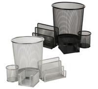 SET UFFICIO 4 PZ SECCHIO CESTELLO PORTA PENNE PORTA BIGLIETTI CARTE DOCUMENTI