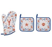 SET UN GUANTO DA CUCINA 20 X 30 CM E 2 MANICHE 20 X 20 CM 100% COTONE COTE DE MARE