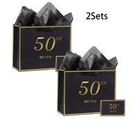 Set , una borsa regalo per il 50° compleanno completa di una e carta , adatta sia per che per donne. Questo elegante ricordo e oro è per un di 50 anni, per confezionare regali per l'occasione.