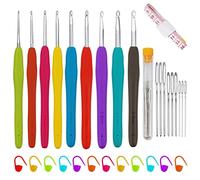 Set Uncinetto, 9 Pezzi Uncinetti In Alluminio Con Impugnatura Ergonomica Morbida Impugnatura Kit Aghi Per Uncinetto Aghi Da Cucito