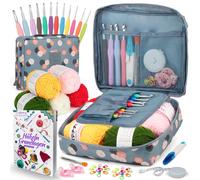 Set uncinetto per principianti set di uncinetti custodia con tema fiori blu