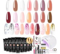 Set Unghie Gel Ricostruzione, 14 Colori Kit Unghie Gel Completo Con 48W UV/LED L