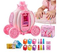 Set unghie per bambini - Kit macchina Pumpkin NaiI con gel, timbri, strumenti | Le ragazze fingono di giocare a kit cosmetici per compleanni, feste, viaggi, casa, scuola, sala giochi