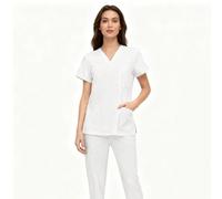 Set uniforme clinica premium - Set completo di abbigliamento da lavoro sanitario moderno con elementi di design pratico, bianco primavera L,M,S,XL,XXLColore unicoTessuto in maglia