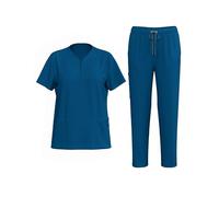 Set unisex composto da casacca e pantaloni Slip-On Infermiera Tunika con zip a maniche corte con scollo a V Tunika Pantaloni Completi di uniformi mediche con top e pantaloni Abbigliamento da lavoro