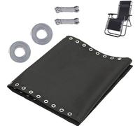 Set universale di tessuto di ricambio per sdraio prendisole e corda, nero, impermeabile, traspirante, resistente, per sedia da esterno, accessorio per il massimo comfort e stile