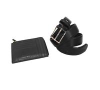Set uomo cintura ecopelle altezza mm 35 tg 125 e portachiavi pelle in box nero