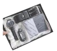 Set Uomo Orologio Cintura Portafoglio Portachiavi In Cofanetto Idea Regalo lac